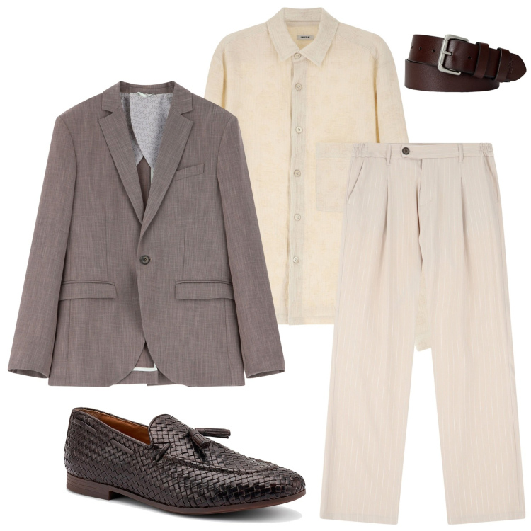 Outfit uomo - Imperial Summer. Stile Business/Elegante per Cerimonia. Abbinamento con giacche, pantaloni, camicie, cinture, scarpe stringate.