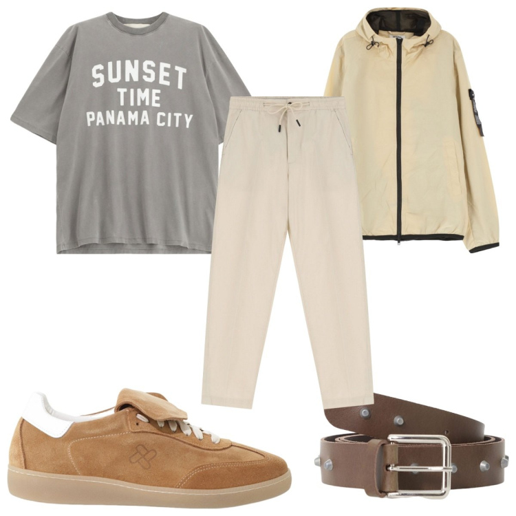 Outfit uomo - Total look #2173644. Stile Casual per Tutti i giorni. Abbinamento con giacche, pantaloni chino, cinture, sneakers, t-shirt.