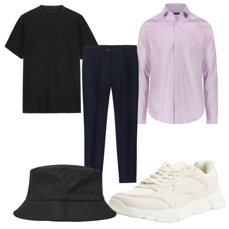 Outfit uomo - Total look #2173647. Stile Trendy per Tutti i giorni. Abbinamento con cappelli, sneakers, camicie, pantaloni, t-shirt.