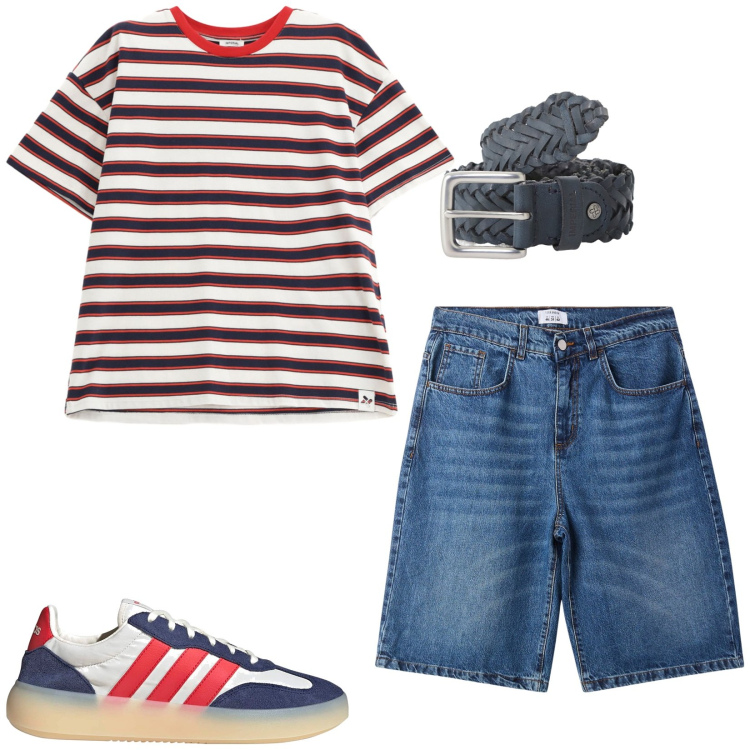 Outfit uomo - Total look #2173669. Stile Casual per Tutti i giorni. Abbinamento con bermuda, cinture, t-shirt, sneakers.