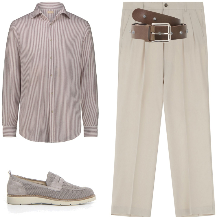 Outfit uomo - Total look #2173676. Stile Casual per Ufficio. Abbinamento con pantaloni, cinture, camicie, scarpe stringate.