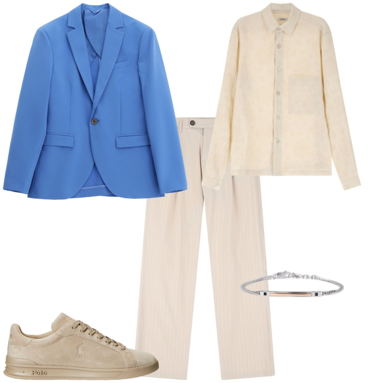 Outfit uomo - Total look #2173681. Stile Trendy per Ufficio. Abbinamento con braccialetti, pantaloni, giacche, camicie, sneakers.