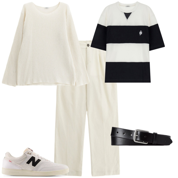 Outfit uomo - Trendy serata fuori. Stile Trendy per Serata speciale. Abbinamento con sneakers, t-shirt, pantaloni, pullovers, cinture.