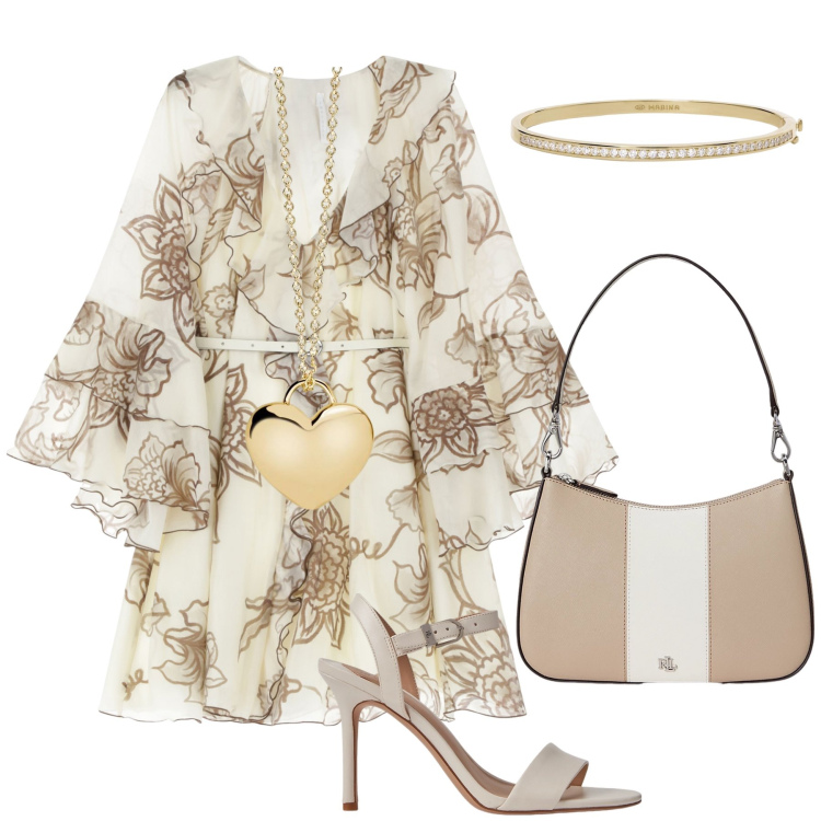 Outfit donna - Imperial - The Art of Vacation. Stile Romantica per Ufficio. Abbinamento con collane, braccialetti, vestiti corti, borse a spalla, sandali in pelle.