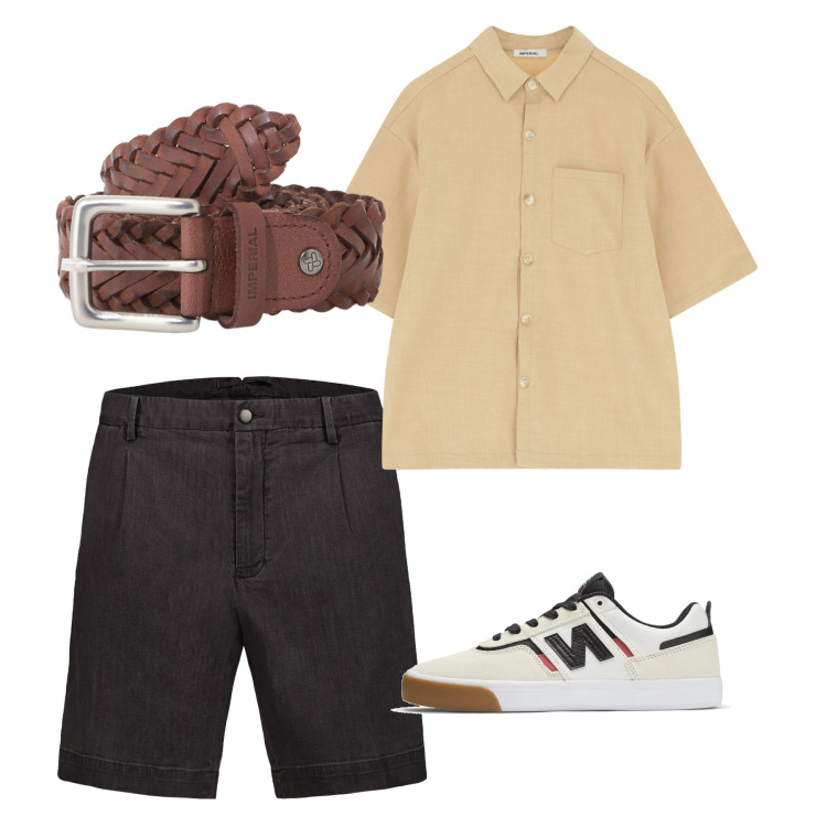 Outfit uomo - Weekend. Stile Casual per Tutti i giorni. Abbinamento con sneakers, cinture, camicie a manica corta, bermuda.