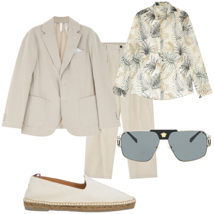Outfit uomo - Il tuo compleanno. Stile Trendy per Tutti i giorni. Abbinamento con occhiali da sole, espadrillas, pantaloni, giacche, camicie.