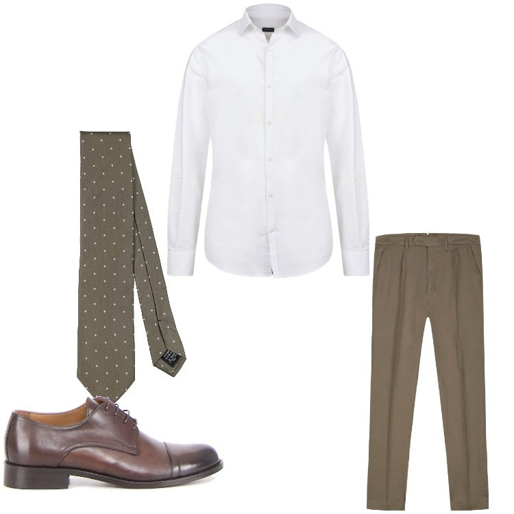 Outfit uomo - Elegantemente semplice. Stile Business/Elegante per Ufficio. Abbinamento con cravatte, pantaloni, camicie, scarpe stringate.