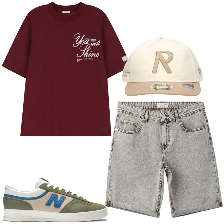 Outfit uomo - Total look #2173970. Stile Casual per Tutti i giorni. Abbinamento con bermuda, sneakers, t-shirt, cappelli.