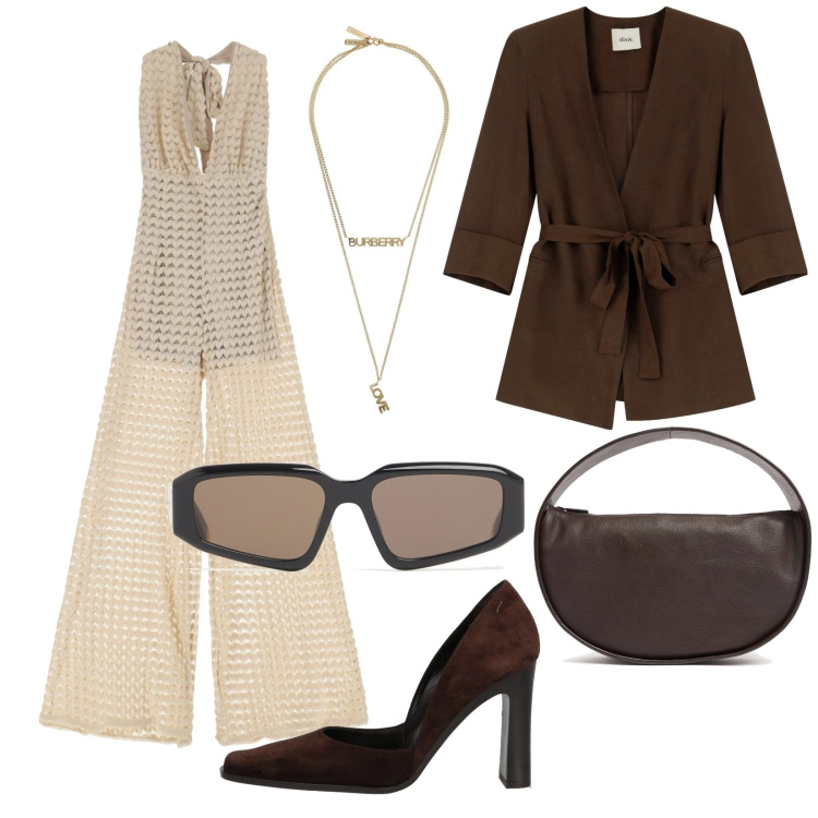 Outfit donna - Total look #2174024. Stile Chic per Cerimonia. Abbinamento con décolleté, tute, blazer, occhiali da sole, borse a spalla, collane.