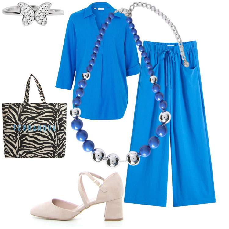 Outfit donna - Total look #2174030. Abbinamento con pantaloni, bluse, borse tote, anelli, collane, sandali col tacco.