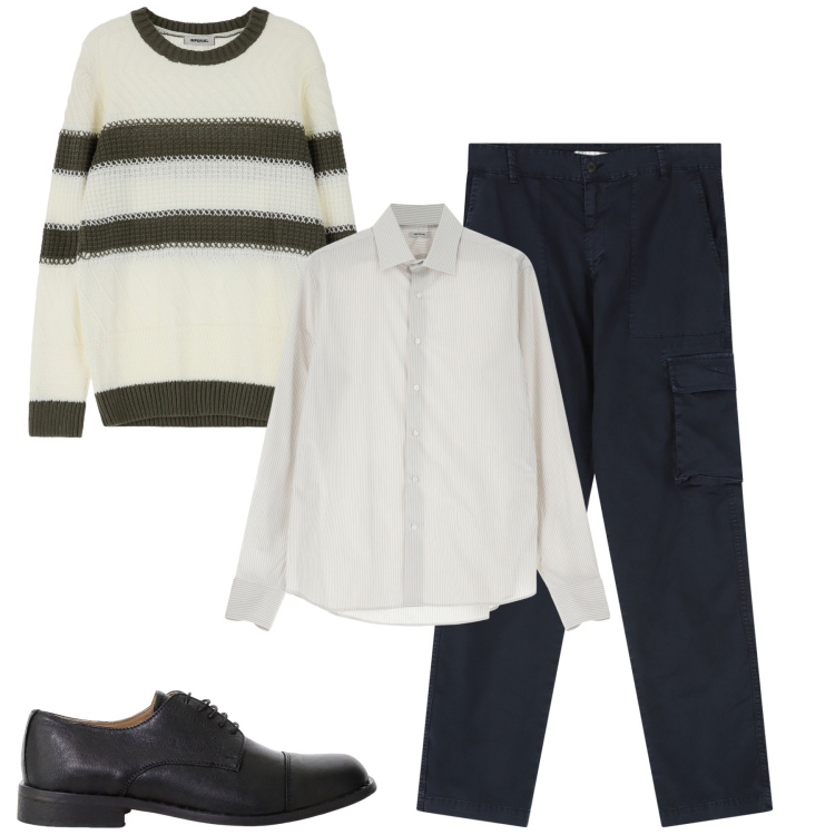 Outfit uomo - Total look #2174078. Stile Urban per Tutti i giorni. Abbinamento con maglieria, pantaloni cargo, camicie, scarpe stringate.