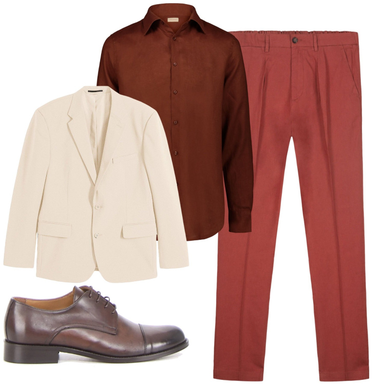 Outfit uomo - Brick. Stile Urban per Cerimonia. Abbinamento con giacche, pantaloni, camicie, scarpe stringate.