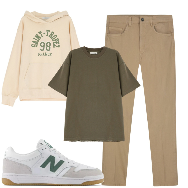 Outfit uomo - Total look #2174100. Stile Casual per Tutti i giorni. Abbinamento con sneakers, t-shirt, felpe con cappuccio, pantaloni.