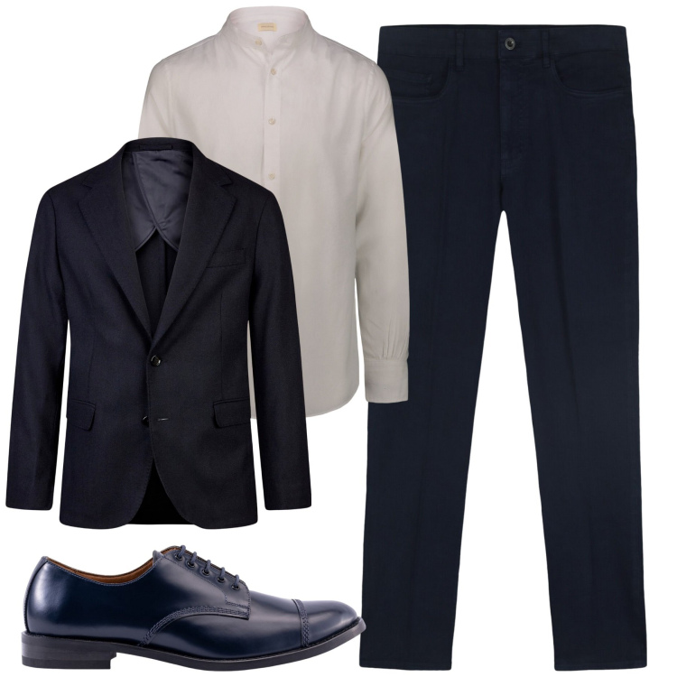 Outfit uomo - City. Stile Business/Elegante per Tutti i giorni. Abbinamento con giacche, scarpe stringate, camicie, pantaloni.