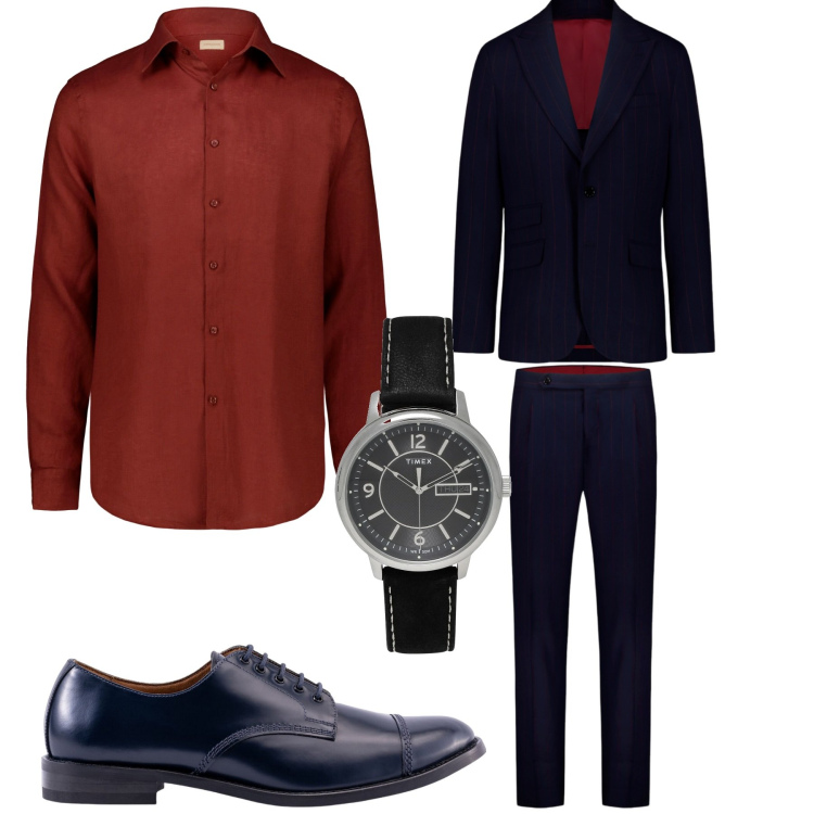 Outfit uomo - Total look #2174159. Stile Business/Elegante per Tutti i giorni. Abbinamento con orologi, camicie, abiti, scarpe stringate.