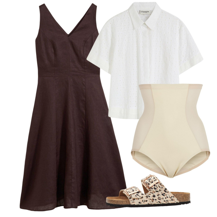 Outfit donna - Summer romance. Stile Chic per Tutti i giorni. Abbinamento con vestiti midi/longuette, culotte, ciabatte, camicie.