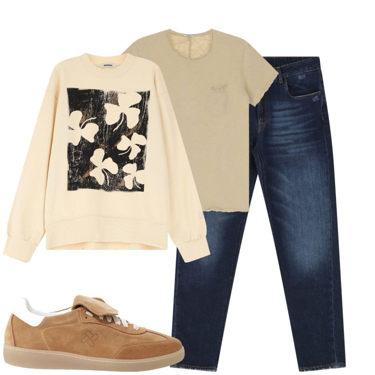 Outfit uomo - City. Stile Casual per Tutti i giorni. Abbinamento con felpe, jeans dritti, sneakers, t-shirt.