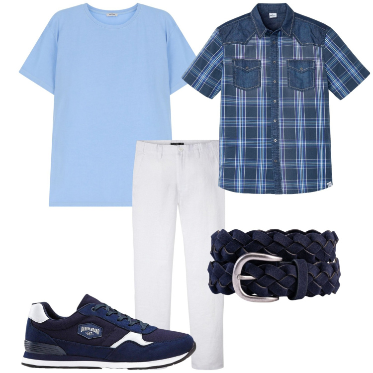 Outfit uomo - Total look #2174424. Stile Casual per Tutti i giorni. Abbinamento con sneakers, camicie a manica corta, pantaloni, t-shirt, cinture.