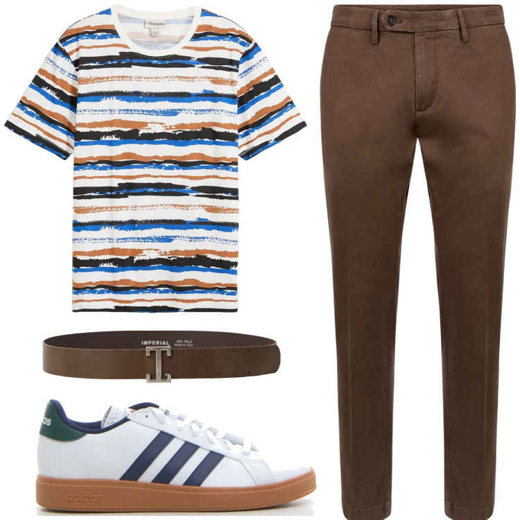 Outfit uomo - Total look #2174483. Stile Casual per Tutti i giorni. Abbinamento con t-shirt, cinture, pantaloni chino, sneakers.