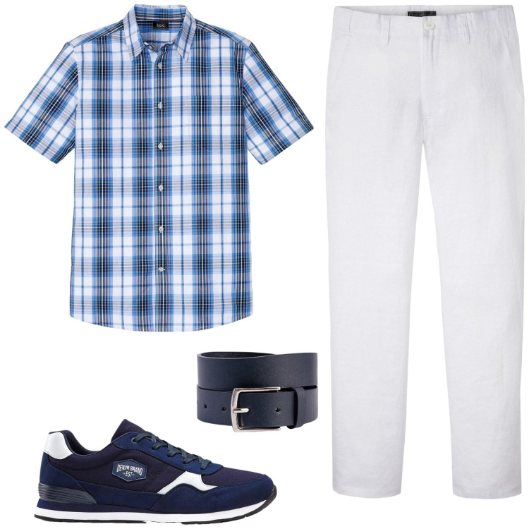 Outfit uomo - Total look #2174486. Stile Casual per Tutti i giorni. Abbinamento con sneakers, pantaloni, camicie a manica corta, cinture.