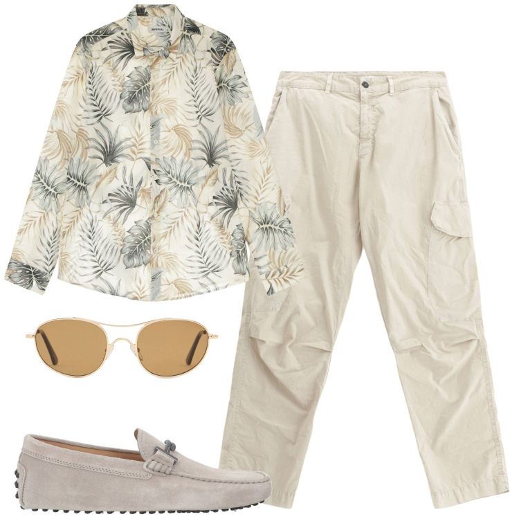 Outfit uomo - City. Stile Urban per Tutti i giorni. Abbinamento con scarpe stringate, pantaloni cargo, camicie, occhiali da sole.