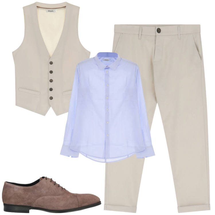 Outfit uomo - Total look #2174518. Stile Business/Elegante per Ufficio. Abbinamento con scarpe stringate, pantaloni chino, camicie, gilet.