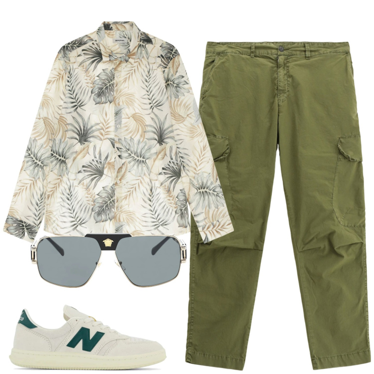 Outfit uomo - Total look #2174520. Stile Trendy per Tutti i giorni. Abbinamento con occhiali da sole, sneakers, pantaloni cargo, camicie.