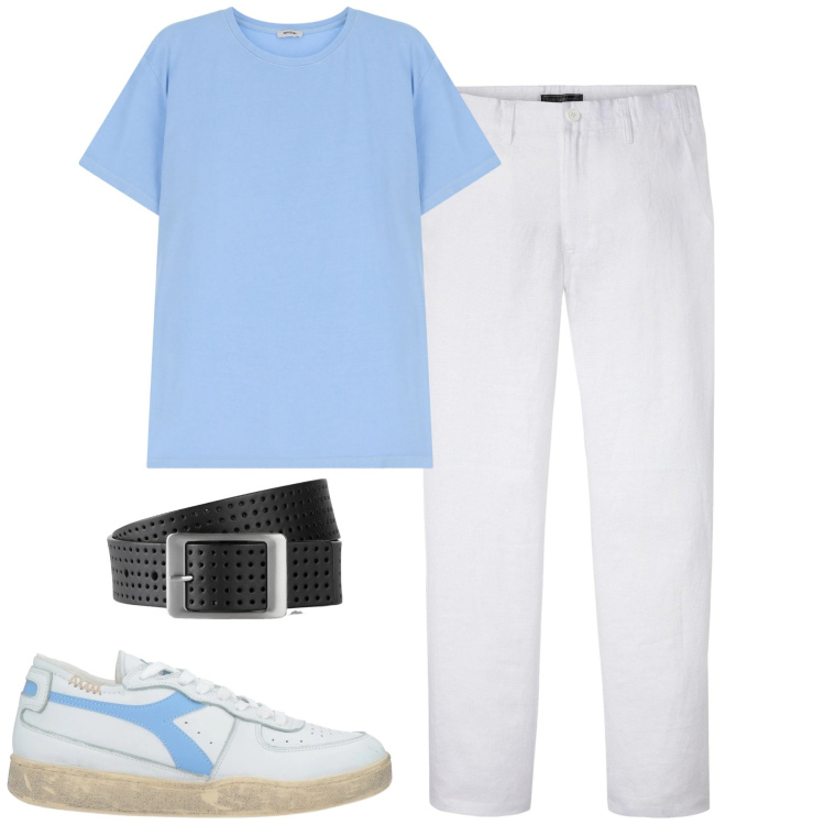 Outfit uomo - City. Stile Casual per Tutti i giorni. Abbinamento con cinture, pantaloni, sneakers, t-shirt.