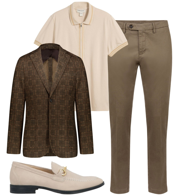 Outfit uomo - City. Stile Urban per Tutti i giorni. Abbinamento con polo, scarpe stringate, pantaloni chino, giacche.