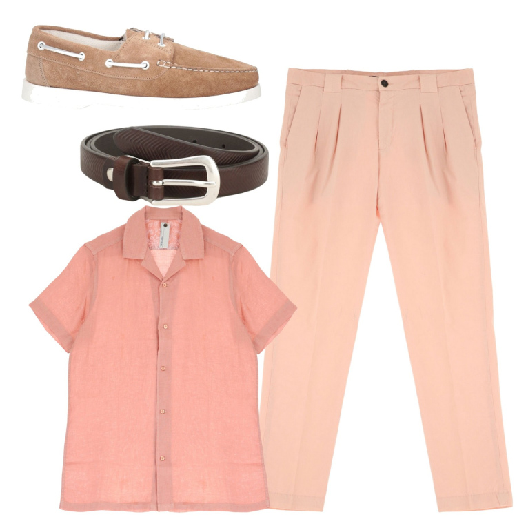 Outfit uomo - Total look #2174527. Stile Trendy per Tutti i giorni. Abbinamento con scarpe stringate, cinture, camicie a manica corta, pantaloni.