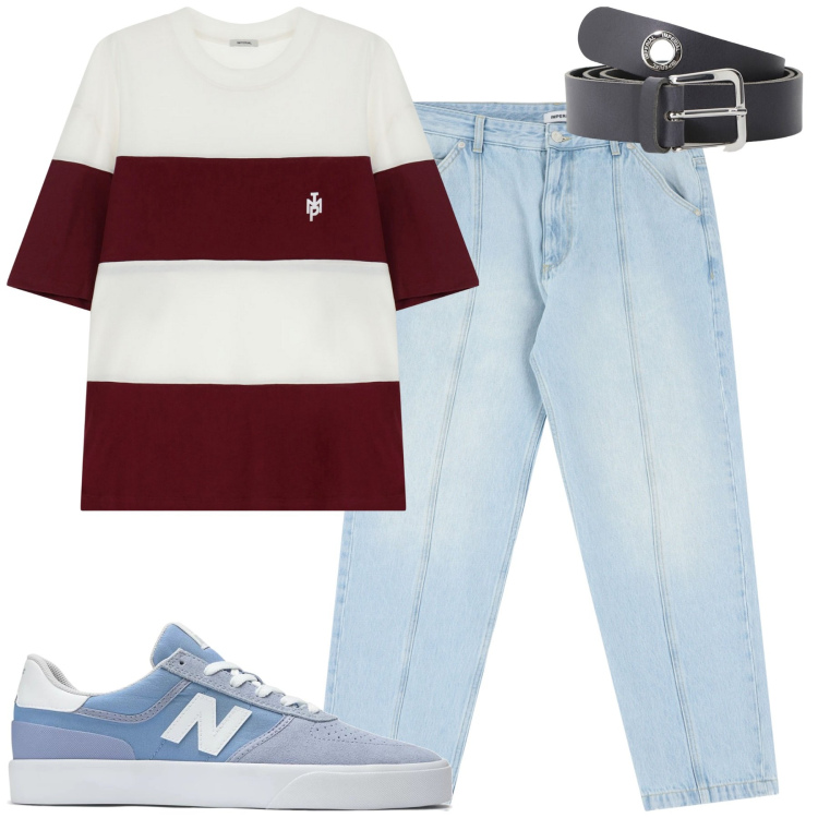 Outfit uomo - Total look #2174530. Stile Casual per Tutti i giorni. Abbinamento con sneakers, t-shirt, jeans, cinture.