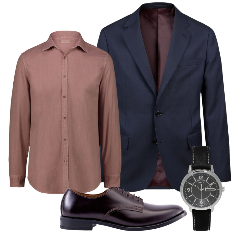 Outfit uomo - City. Stile Business/Elegante per Tutti i giorni. Abbinamento con orologi, abiti, scarpe stringate, camicie.