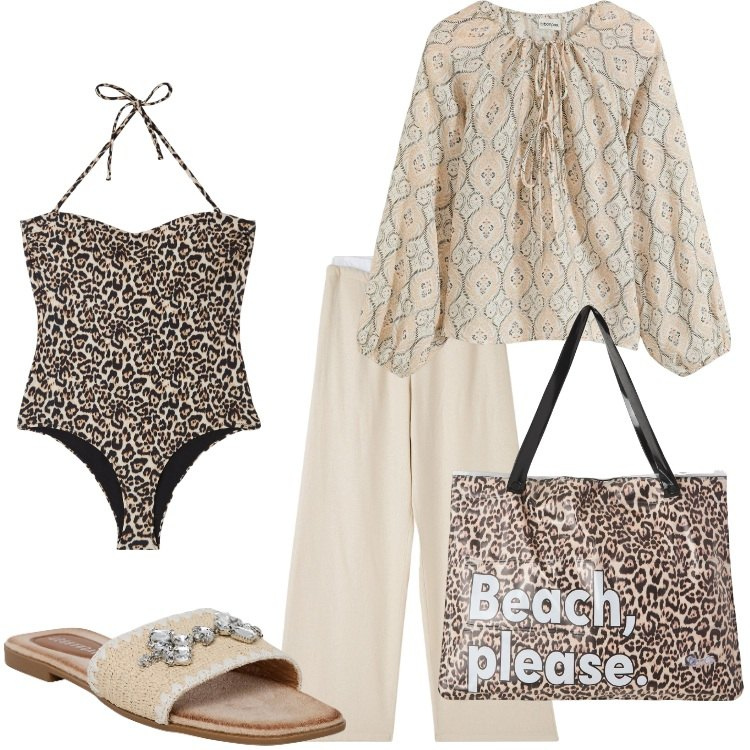 Outfit donna - Summer Outfits. Stile Etnico per Mare. Abbinamento con tuniche, pantaloni, ciabatte, costumi interi, borse tote.
