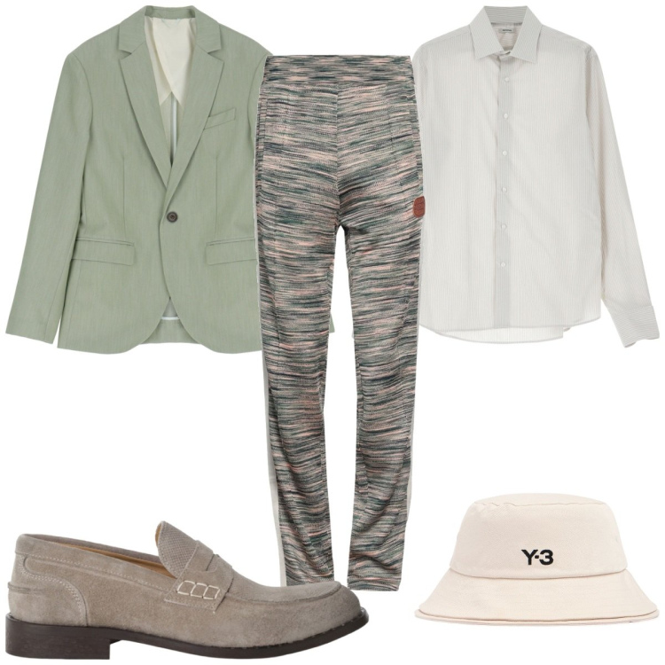 Outfit uomo - Total look #2174560. Stile Trendy per Tutti i giorni. Abbinamento con pantaloni, camicie, giacche, scarpe stringate, cappelli.
