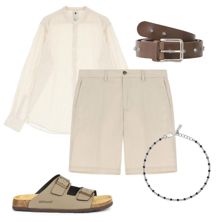 Outfit uomo - Imperial - The Art of Vacation. Stile Business/Elegante per Mare. Abbinamento con braccialetti, camicie, cinture, bermuda, sandali.