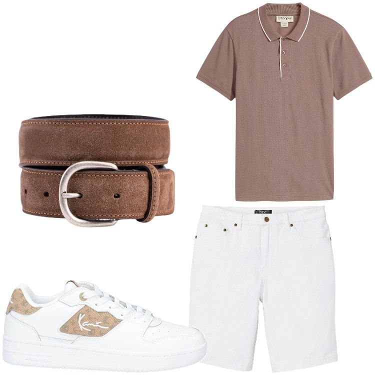 Outfit uomo - Bello cosi. Stile Casual per Tutti i giorni. Abbinamento con bermuda, polo, sneakers, cinture.