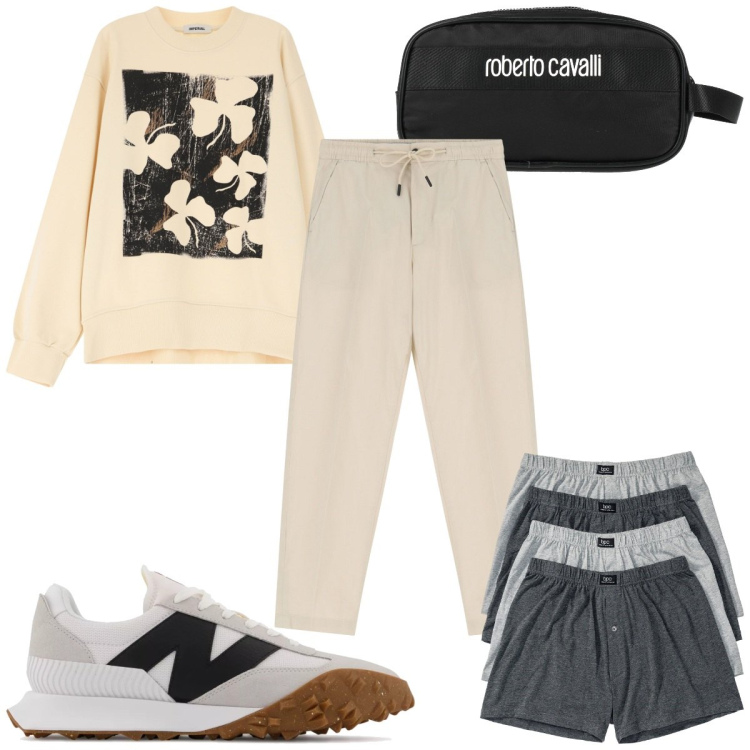 Outfit uomo - Total look #2174607. Stile Trendy per Tutti i giorni. Abbinamento con boxer, borse sportive, sneakers, felpe, pantaloni chino.