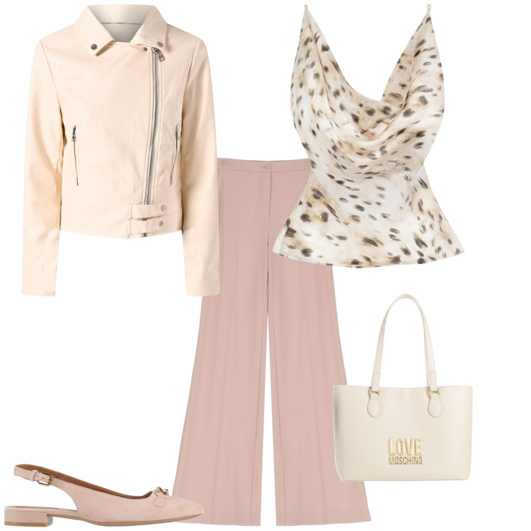Outfit donna - Chic in ufficio. Stile Chic per Ufficio. Abbinamento con ballerine, borse a mano, giacche, top, pantaloni.