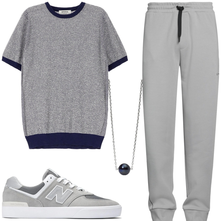 Outfit uomo - Total look #2174653. Stile Casual per Tutti i giorni. Abbinamento con collane, sneakers, maglieria, pantaloni.