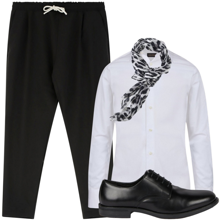 Outfit uomo - Total look #2174840. Stile Urban per Tutti i giorni. Abbinamento con pantaloni, sciarpe e foulard, camicie, scarpe stringate.