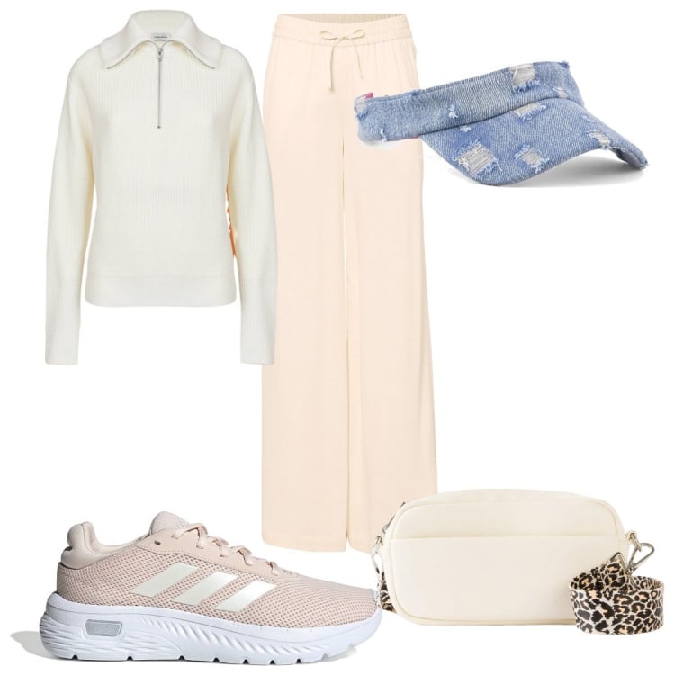 Outfit donna - Total look #2174841. Stile Trendy per Sport. Abbinamento con pantaloni, borse a tracolla, maglieria, cappelli con visiera, sneakers.