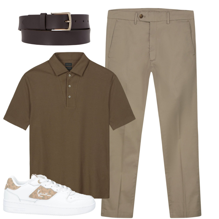 Outfit uomo - Doppelganger. Stile Urban per Tutti i giorni. Abbinamento con sneakers, pantaloni chino, polo, cinture.