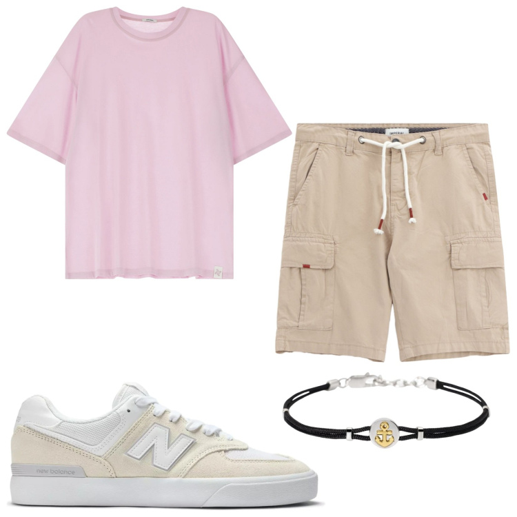 Outfit uomo - Total look #2174879. Stile Casual per Tutti i giorni. Abbinamento con braccialetti, sneakers, t-shirt, bermuda.