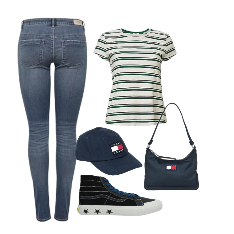 Outfit femme - Basic. Style Basique pour Tous les jours. Assortir avec sneakers, jean skinny, t-shirts, chapeaux avec visière, sacs à main.