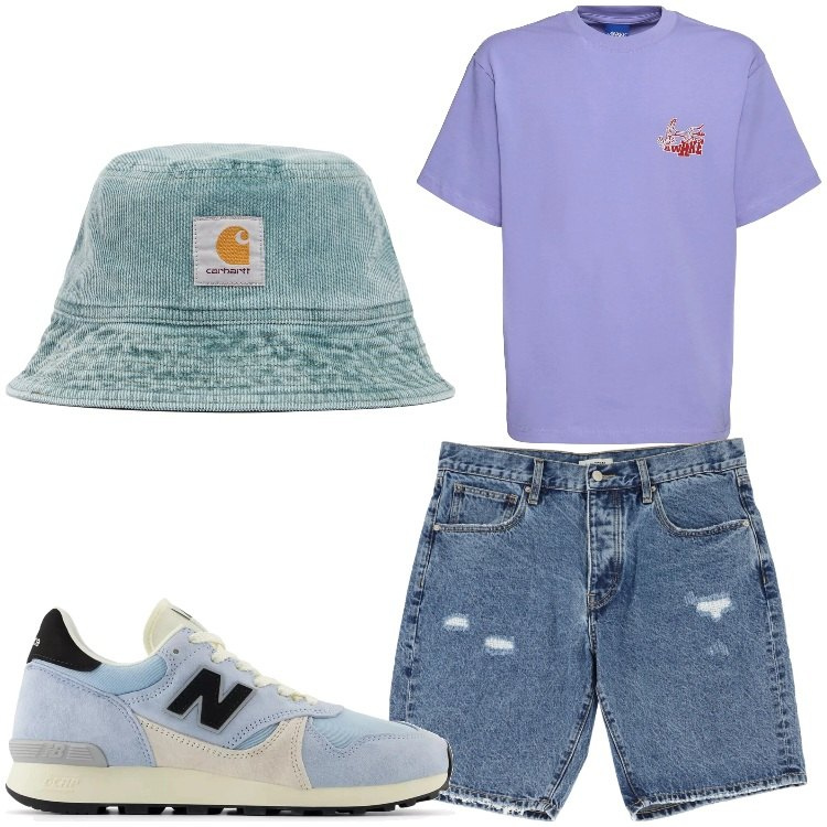 Outfit uomo - Jeans. Stile Casual per Tutti i giorni. Abbinamento con sneakers, bermuda, cappelli, t-shirt.