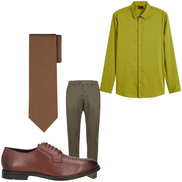 Outfit uomo - Inusuale. Stile Business/Elegante per Ufficio. Abbinamento con camicie, scarpe stringate, pantaloni chino, cravatte.