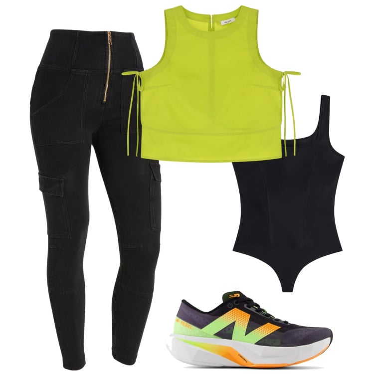 Outfit donna - LimEnergy. Stile Casual per Tutti i giorni. Abbinamento con sneakers, leggings, body, top.