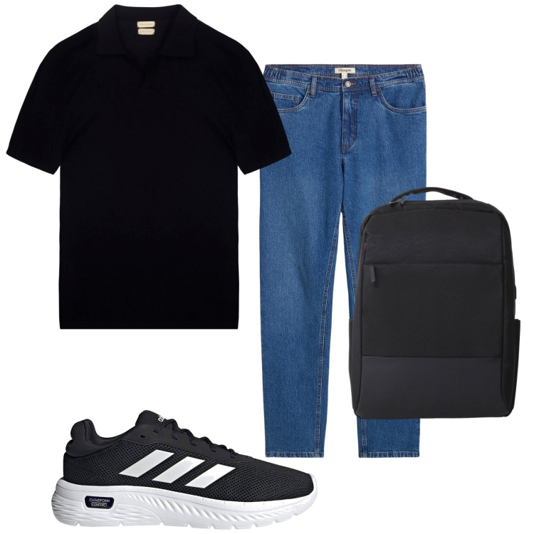 Outfit uomo - Total look #2174961. Stile Casual per Tutti i giorni. Abbinamento con jeans dritti, borse sportive, polo, sneakers.