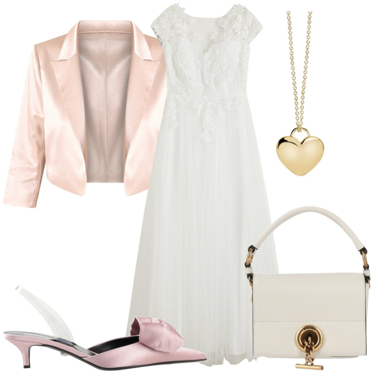 Outfit donna - Total look #2174990. Stile Romantica per Cerimonia. Abbinamento con vestiti, décolleté, borse a mano, collane, blazer.