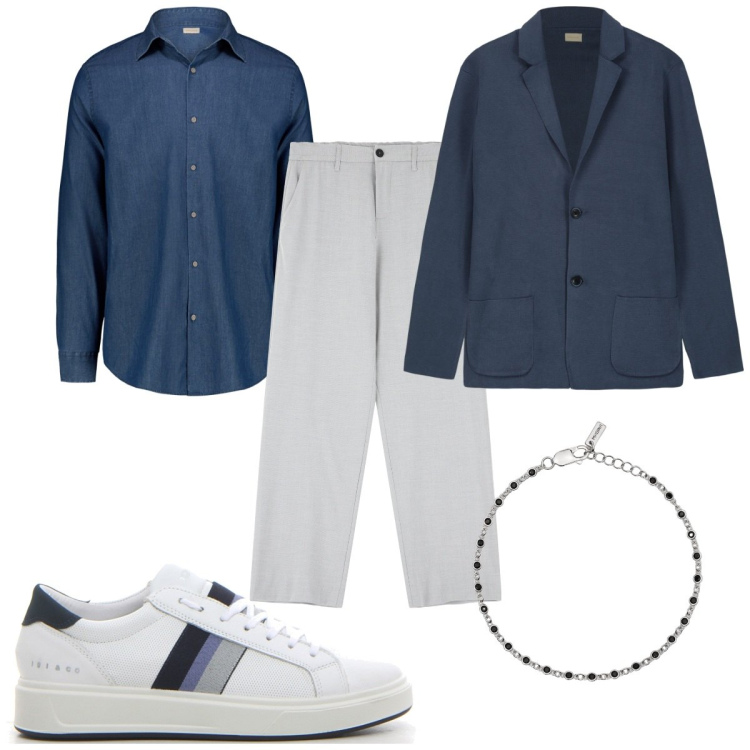 Outfit uomo - Total look #2174999. Stile Casual per Ufficio. Abbinamento con braccialetti, pantaloni, camicie, cardigans, sneakers.